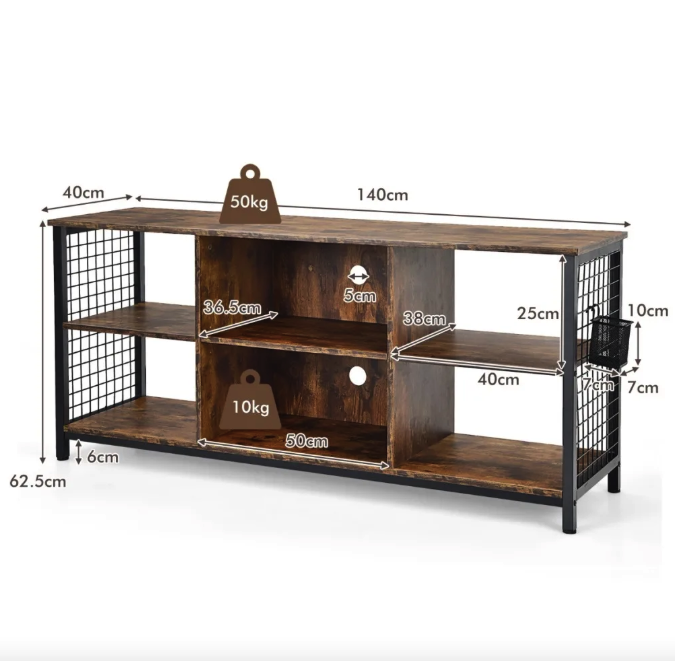 Тумба под телевизор с полками современная деревянная для гостиной стиль лофт Costway Ketrin Киев - изображение 5