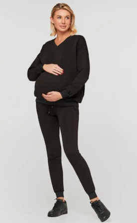 Світшот трикотажний для вагітних і мам-годувальниць oversize Liverpool розмір L-XL Lullababe Чорний Кривий Ріг