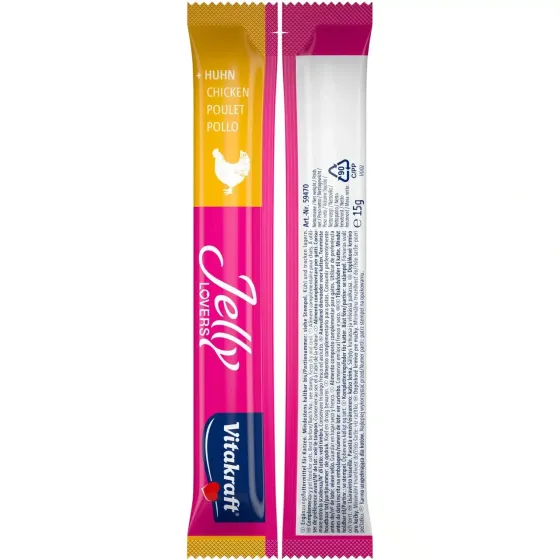 Низкокалорийное желе для кошек Витакрафт Vitakraft Jelly Lovers с курицей и индейкой (2 вкуса), 6 шт × 15 г Винница