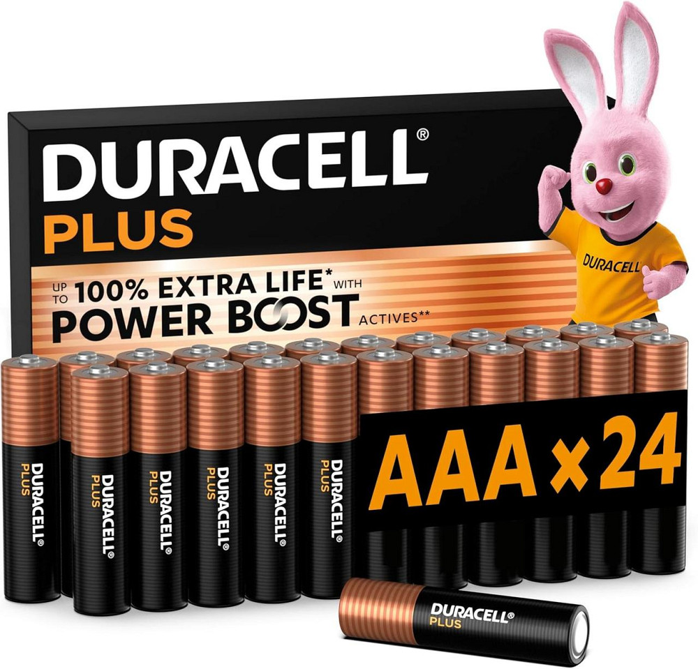 Батарейки Duracell Plus AAA сріблясті алкалінові 1.5V 24 шт набор лужні мізинчикові Київ - фото 1