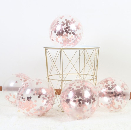 Кульки з конфетті 5 штук 10 дюймів рожеве золото Київ - фото 2