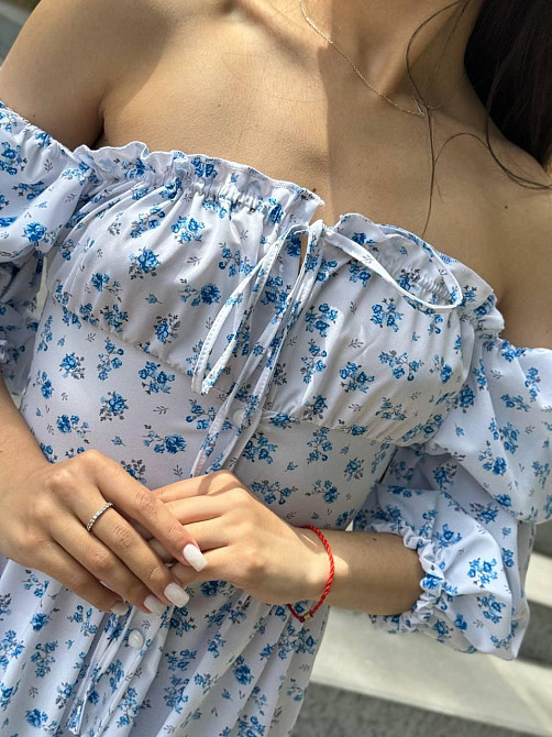 Жіноче софтове плаття на ґудзиках із довгим рукавом Білий Квітковий принт XS-S Харків - фото 2