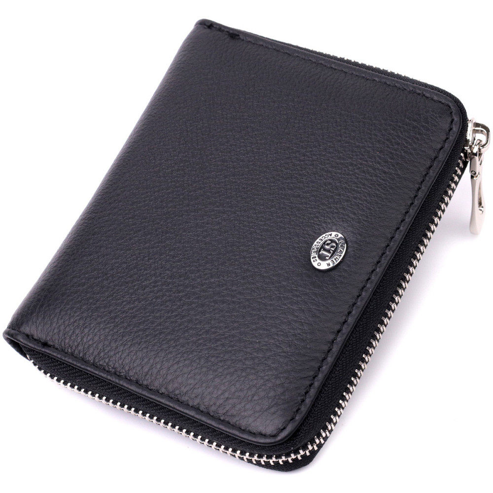 Портмоне для жінок на блискавці в класичному кольорі із натуральної шкіри ST Leather 19488 Чорний Київ - фото 10