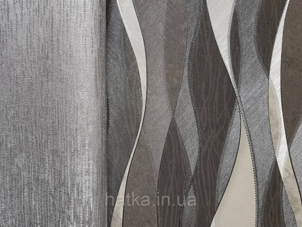 Шпалери вінілові на флізеліні гарячого тиснення DU&KA 1.06х10 вензель основа під штукатурку сірі коричневі Київ - фото 2