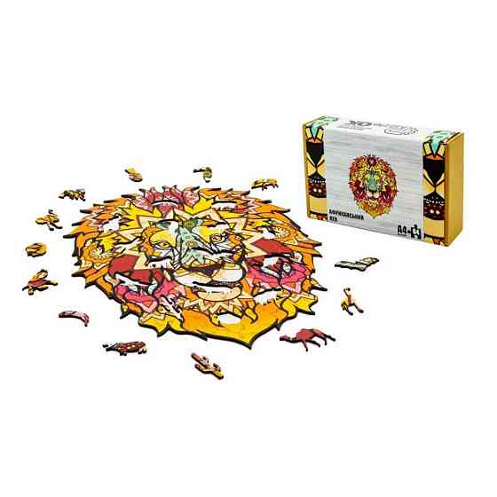 Фігурний дерев'яний пазл A4 Африканський Лев PuzA4-00706, 64 деталі Вінниця