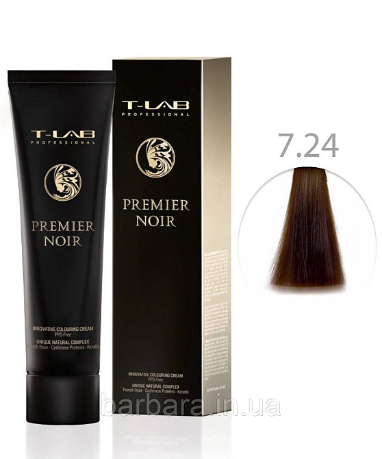 Крем-фарба для волосся T-LAB Professional Premier Noir Colouring Cream 7.24 - Блондин перламутрово-мідний Київ - фото 1