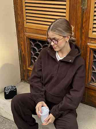 Женский теплый базовый костюм двойка из двухстороннего флиса. Шоколад, 46/48 Одесса