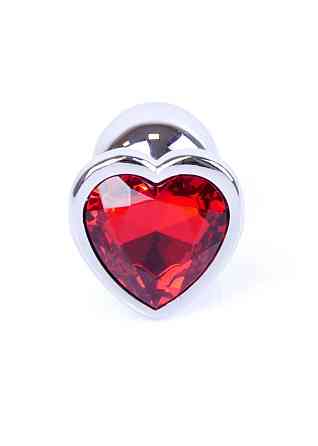 Анальна пробка - Jewellery Silver Heart Plug - Red Sex Aura Київ