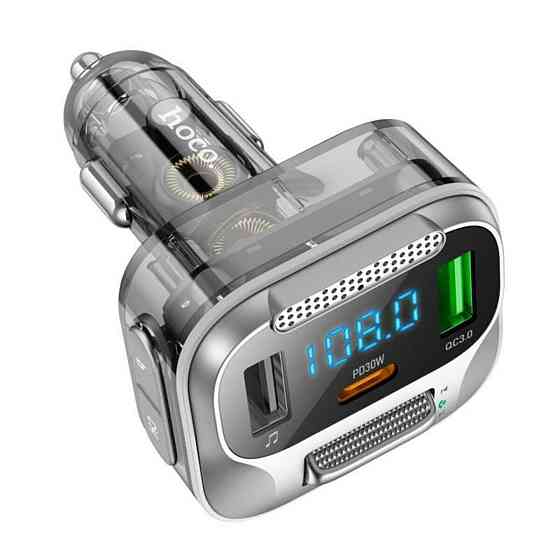АЗП з FM-модулятором HOCO E75 Bravery PD30W+QC3.0 car BT FM transmitter Jazz Black Київ