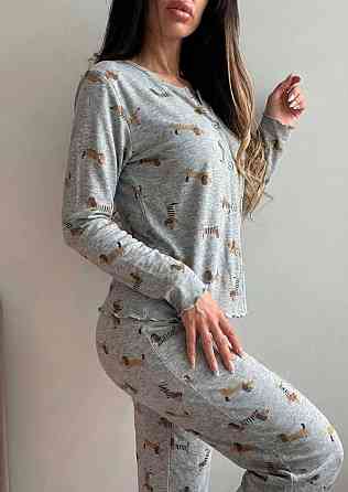 Жіноча затишна трикотажна піжама двійка з принтом Одеса