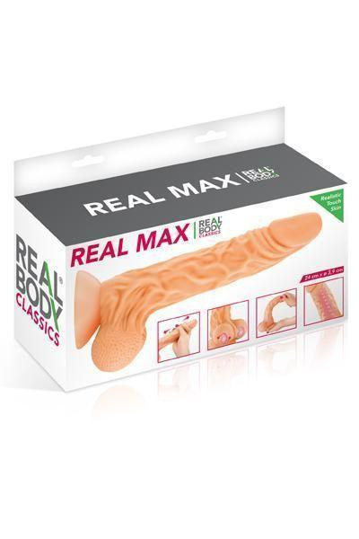 Фалоімітатор із рухомою крайньою плоттю Real Body — Real Max, діаметр 4,3 см, TPE Sex Aura Київ - фото 4