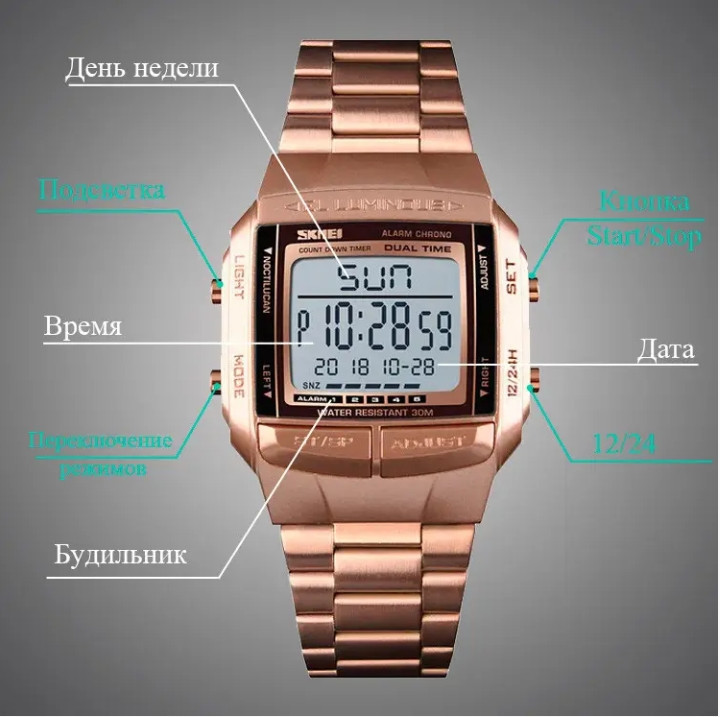 Спортивний годинник Skmei Illuminator Рожевий Київ - фото 6