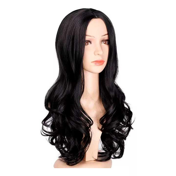 Перука хвиляста без чубчика з проділом 65 см Брюнетка Вінниця - фото 11