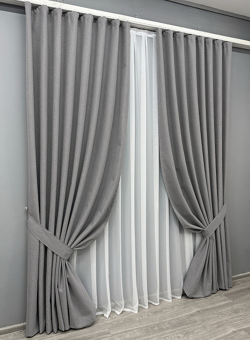 Комплект готовых штор VR-Textil Блэкаут двусторонний ASHEN NIGHT № 1851ш Серый 150х270 см 2 шт (33-0893) Киев - изображение 3