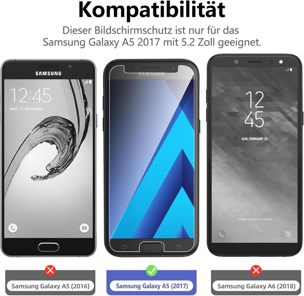 Защитное стекло Newc Samsung Galaxy A5 2017 прозрачное 0.33 мм 9H закаленное олеофобное антивандальное HD Киев - изображение 2