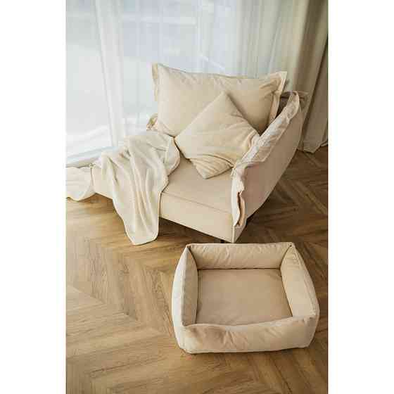 Лежанка для хатніх тварин собак і кішок велюр Incor Бежевий XL (90/80/20) Київ