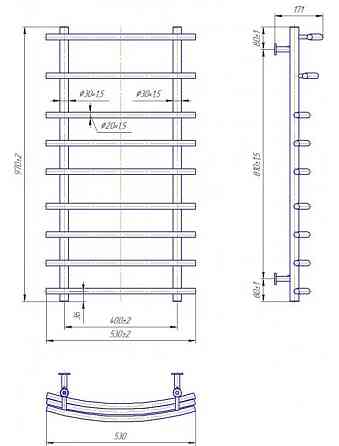 Полотенцесушитель водяной Mario INOX Марио 970х530/400 Киев