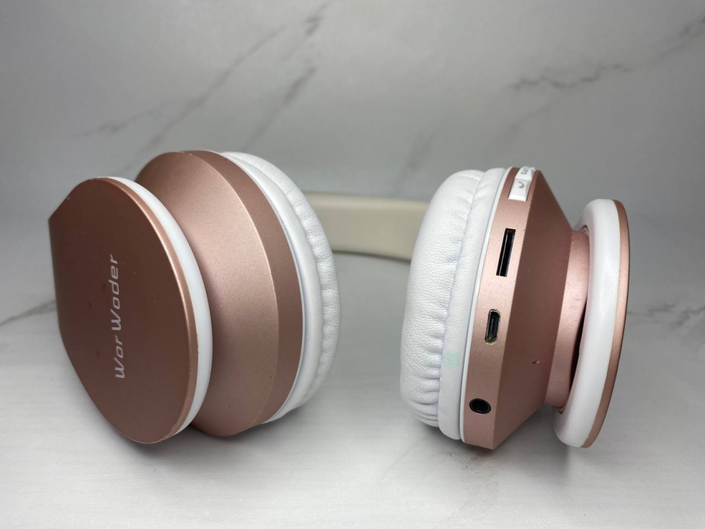 Бездротові навушники WorWoder SDT-A0001 Rose Gold з мікрофоном, накладні Bluetooth-навушники рожеве золото Б/В Київ - фото 17