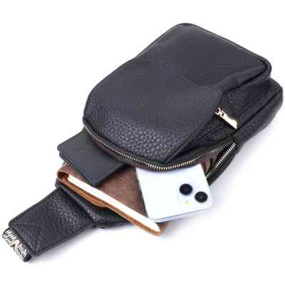 Сумка Vintage Из крупнозернистой экокожи Черная (22763) Винница