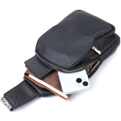 Сумка Vintage Из крупнозернистой экокожи Черная (22763) Винница - изображение 4