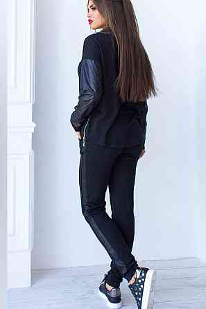 Жіночий трикотажний спортивний костюм “Mystery" оптом | Батал | Розпродаж моделі 54-56, Чорний Київ