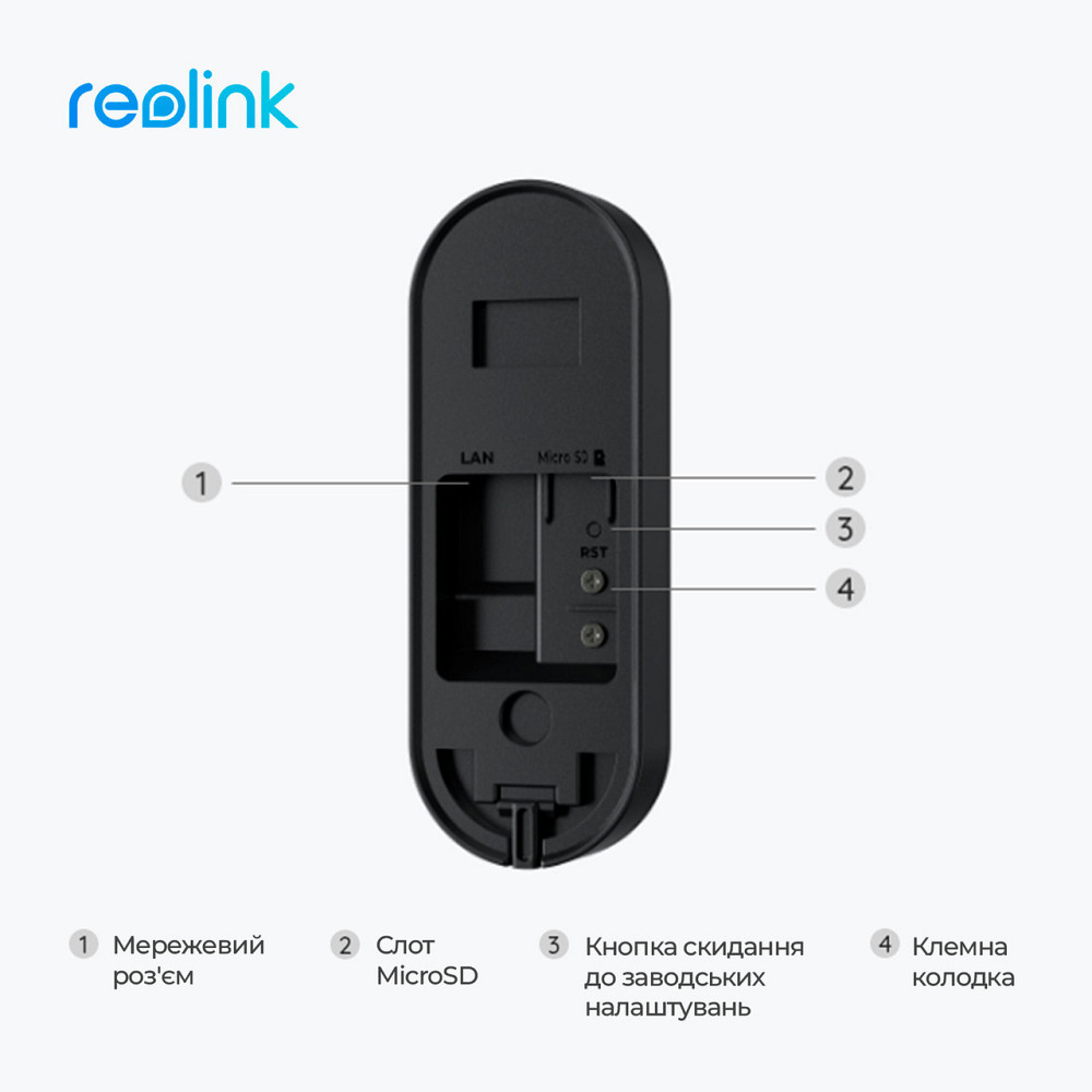Відеодзвінок Reolink D340W (Video Doorbell Wi-Fi) ( Чорний ) Харків - фото 8