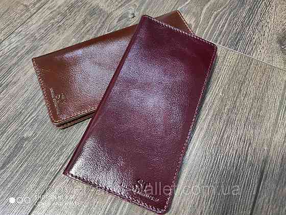 Стильний бордовий шкіряний купюрник ручної роботи ST Leather Київ