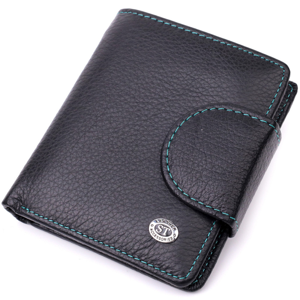 Жіночий шкіряний гаманець із зовнішньою монетницею, чорний (ST Leather) Київ - фото 19