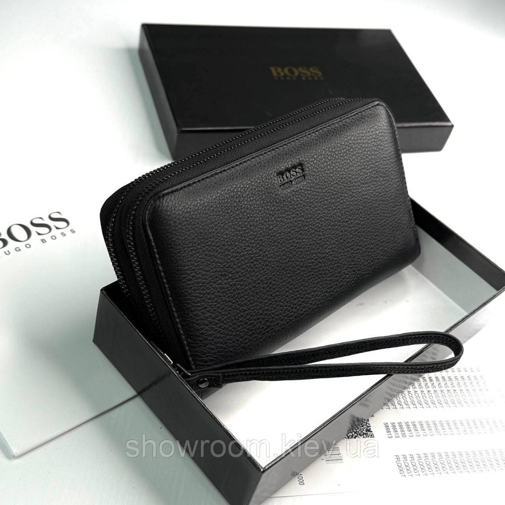 Кожаный брендовый кошелек клатч на два отделения Boss (6614) Киев - изображение 2