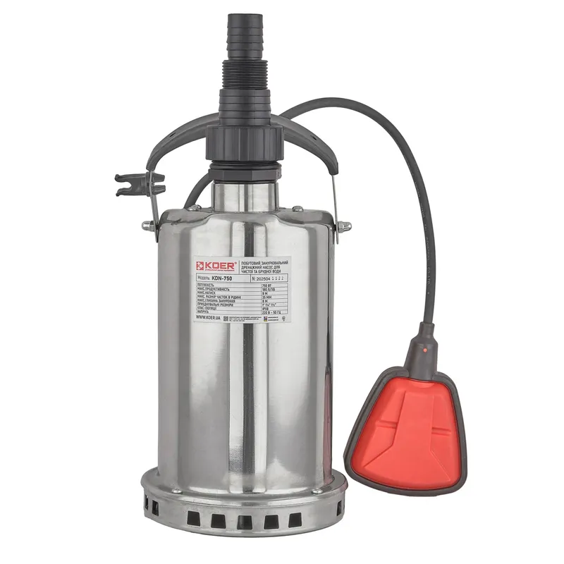 Насос дренажний Koer KDN-750 корпус нержавіюча сталь Н=9М, Q=10,6кбМ, P=750 Вт (KP3354) Київ - фото 1