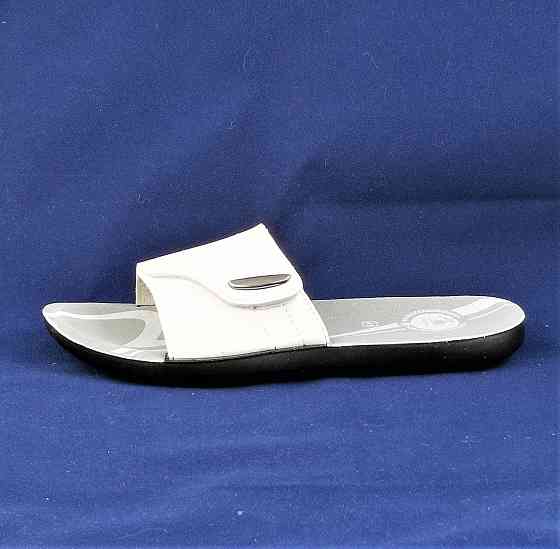 Мужские Шлёпанцы Тапочки Кожаные Белые Сланцы на Липучке (размеры: 45,46) Днепр