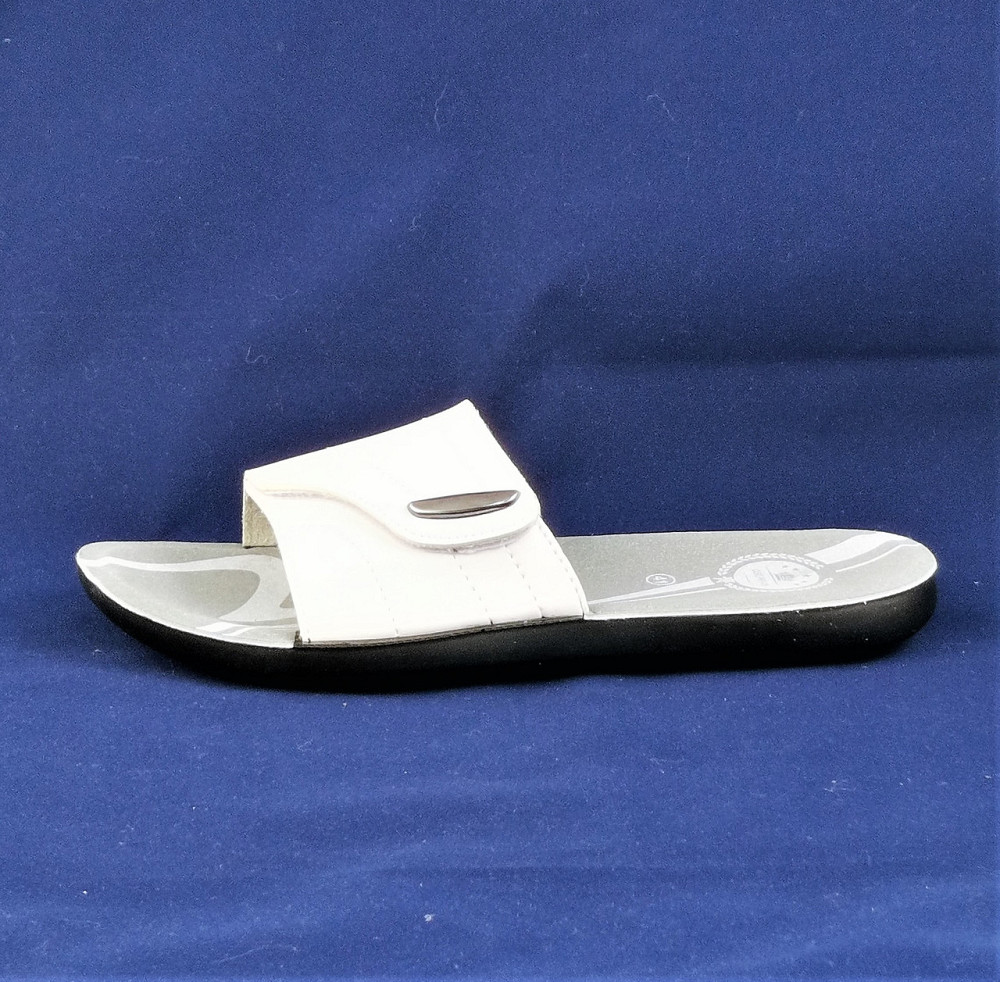 Мужские Шлёпанцы Тапочки Кожаные Белые Сланцы на Липучке (размеры: 45,46) Днепр - изображение 4