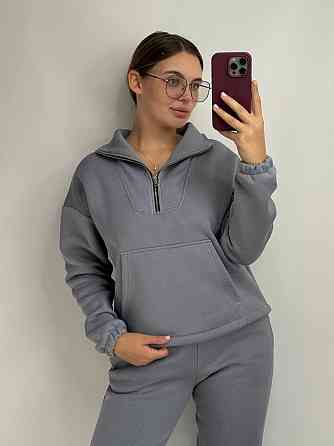 Флісовий спортивний костюм зі змійкою Сірий XL-2XL Харків