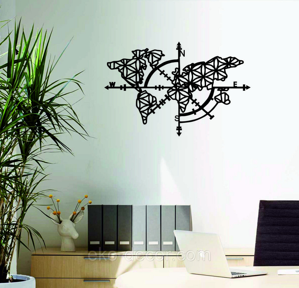 Декоративне настінне 3D Панно «Карта Компас», Декор на стіну з об'ємом Київ - фото 2