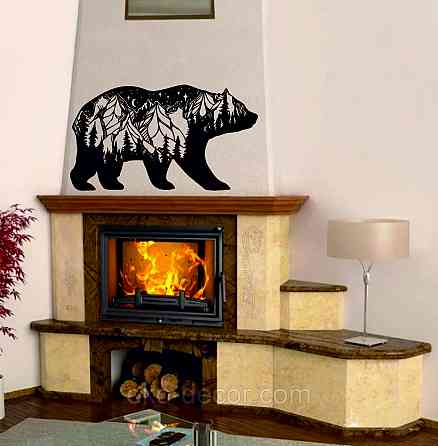 Декоративне настінне Панно «Ведмідь» Декор на стіну 90*51 см, Чорний Київ