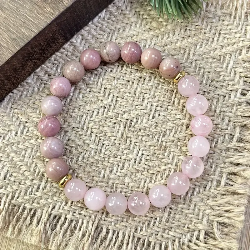Браслет для любви из розового кварца и родонита • Камни 8 мм • Гармония, нежность, женская энергия Киев - изображение 1