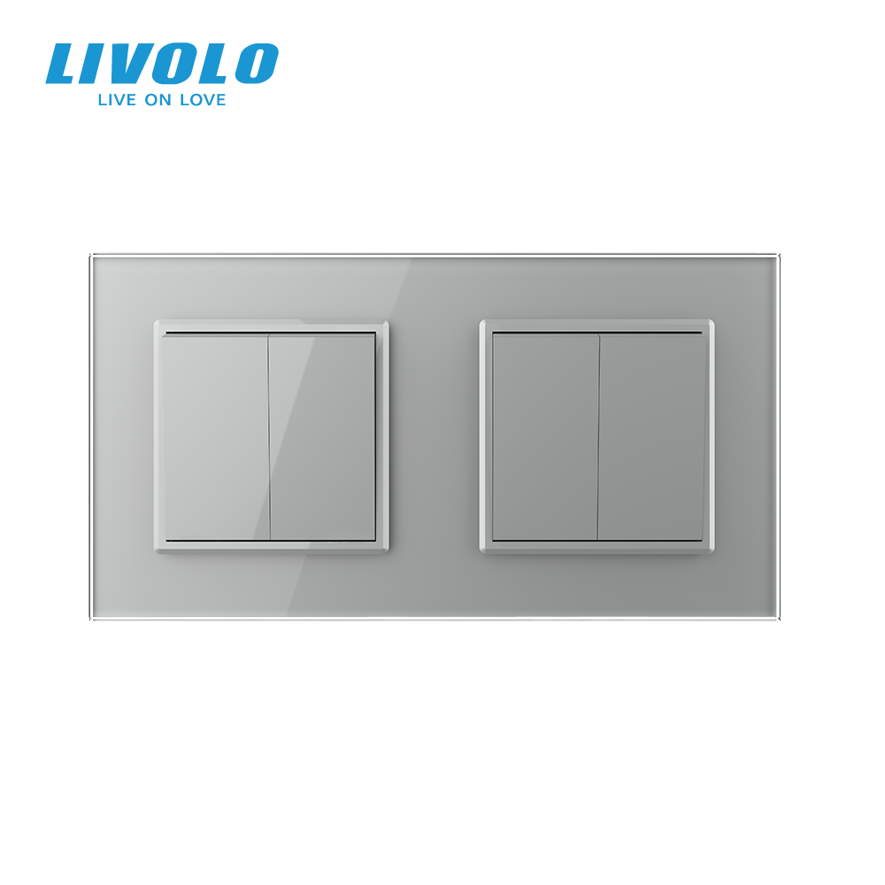 LIVOLO Чотирьохклавішний вимикач (2-2) Livolo сірий скло (VL-C7K2K2-15) Коломия - фото 4