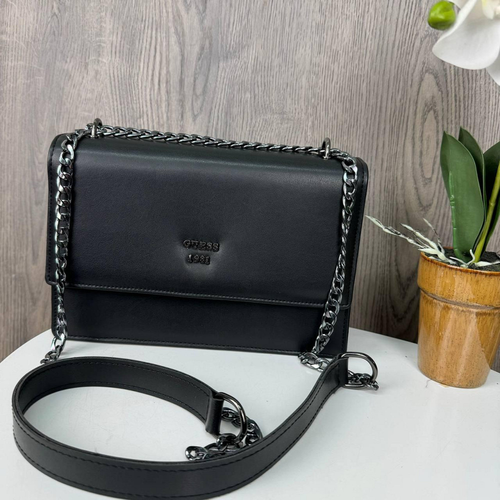 Якісна жіноча міні сумочка клатч на ланцюжку стиль Guess чорна сумка на плече ( 24066 ) Харьков - изображение 2