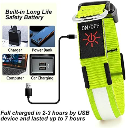Світлодіодний нашийник для собак YFbrite M, USB, 3 режими, до 11 год, 360°, регульований, зелений Київ