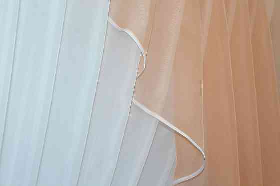 Кухонная занавеска VR-Textil № 069к персиковый с белым 280х170 см (50-652) Киев