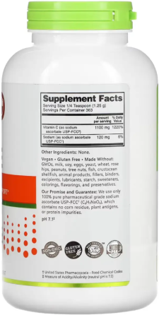 Аскорбат натрия Буферизированный витамин С Nutribiotic Sodium Ascorbate Powder 454g Киев