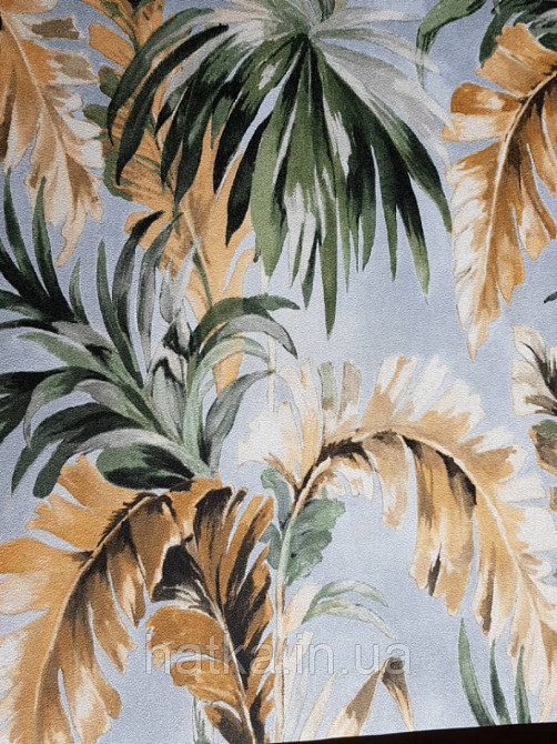 Шпалери флізелінові еко Decoprint Essentials EE22532 листя пальми банана папороть зелені, коричневі, сірі Київ - фото 2