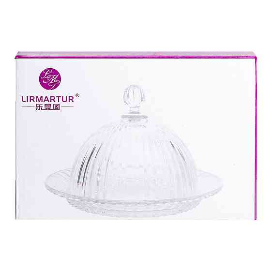 Блюдо сервірувальне з кришкою Ø 20 см скляне прозоре для десертів, випічки, фруктів HP-YH-43 Коломия