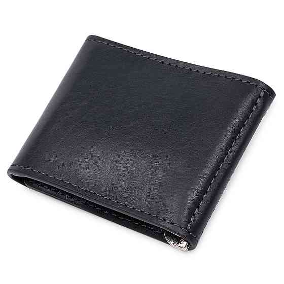 Шкіряний чоловічий затиск для грошей на магніті GRANDE PELLE 11546 Синій Київ