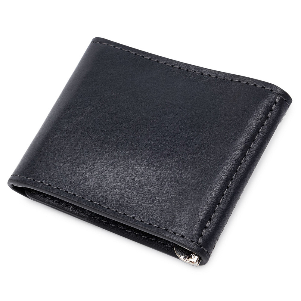 Шкіряний чоловічий затиск для грошей на магніті GRANDE PELLE 11546 Синій Київ - фото 2