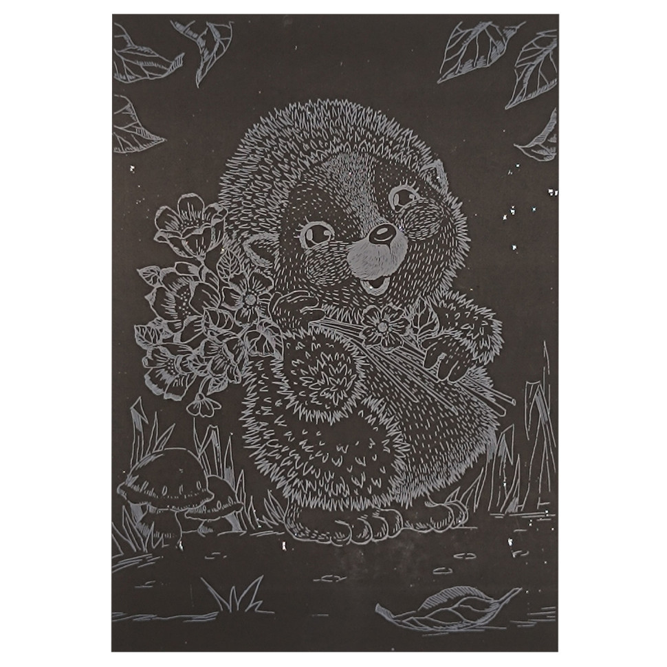 Гравюра А5 "Їжачок із квітами" ГрА5с-15 економ-варіант у пакеті 21 х 14,8 см Вінниця - фото 1