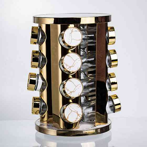 Карусель для спецій 16 баночок по 100 мл, білий мармур HP-1371 Коломия