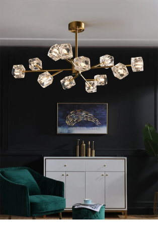 Світлодіодна люстра Кубик 8614 (Золота) на 12 плафонів Вінниця