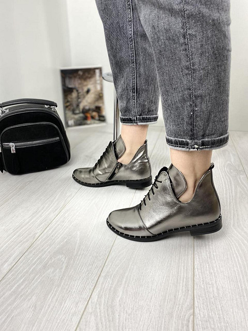 Жіночі черевики срібні з натуральної шкіри демісезонні весна-осінь р. 36, 39 (БТ/02 1234) / Чер Коломия - фото 3