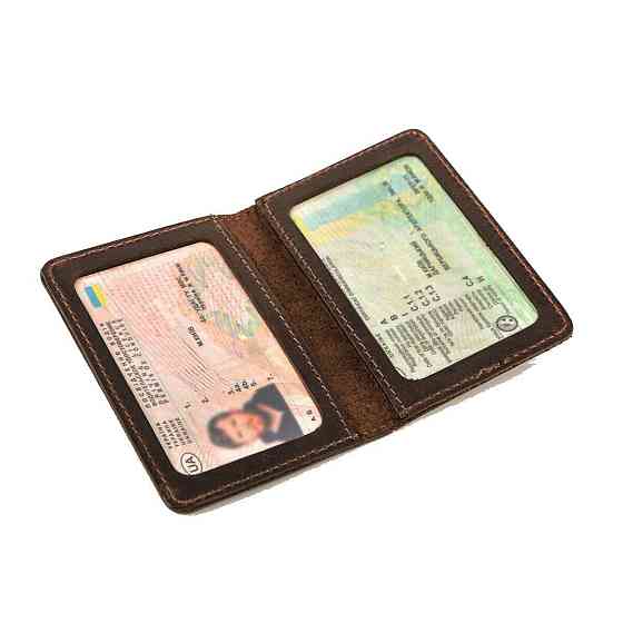 Обложка для водительских прав и удостоверения кожаная Shvigel 13964 Темно-коричневая Киев